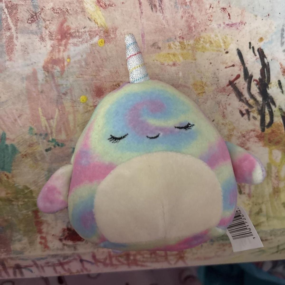 Squishmallows Narwhal Mini Plush, Pastel Tie-Dye