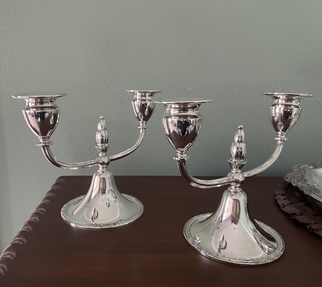 Silver Plate Double Candelabras. Set of 2