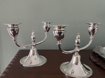 Silver Plate Double Candelabras. Set of 2