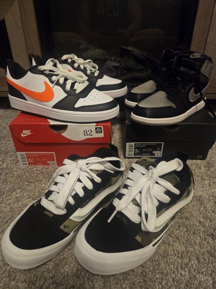 Nike Air Jordan 1 Mid, Nike Court Borough Low 2, and Vans Ward Low - Boys' Shoes (3Y, 4Y & 6.5Y)