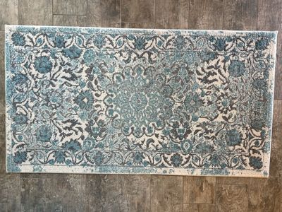 Harlow Collection Tufted Area Rug, Turquoise/Grey 2' x 3' Moroccan Style
