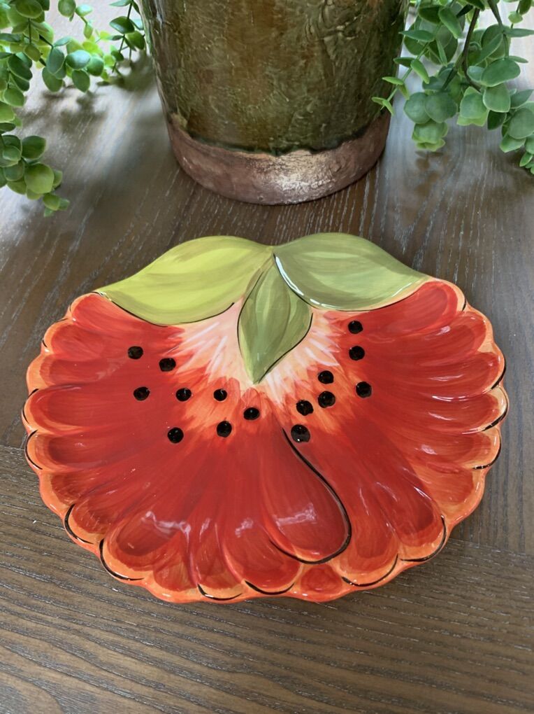 Hand Painted Strawberry Design Plate