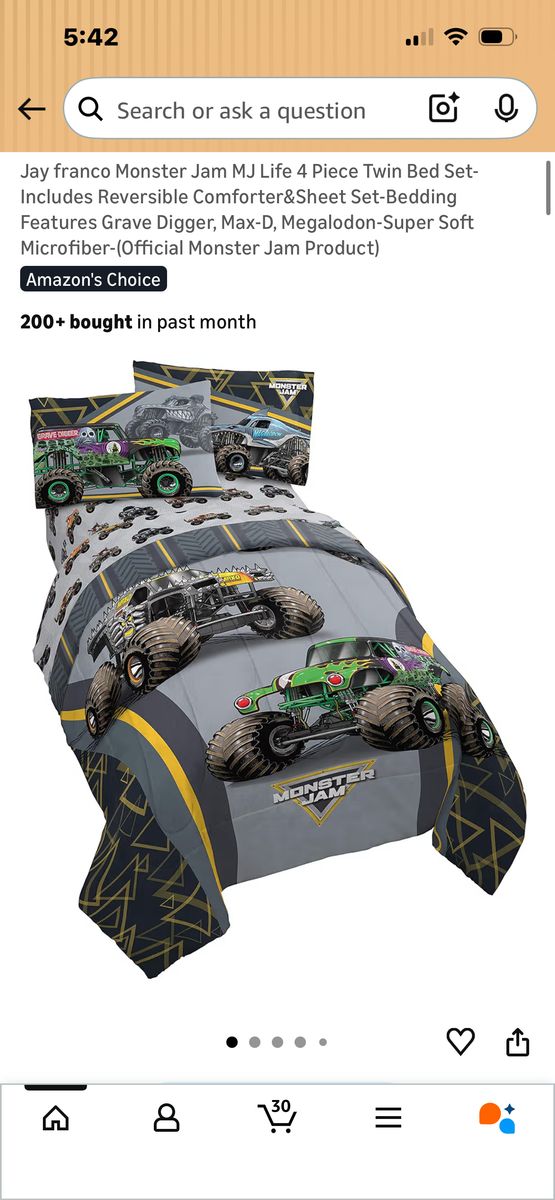 Brand New Monster Jam Twin Bedding