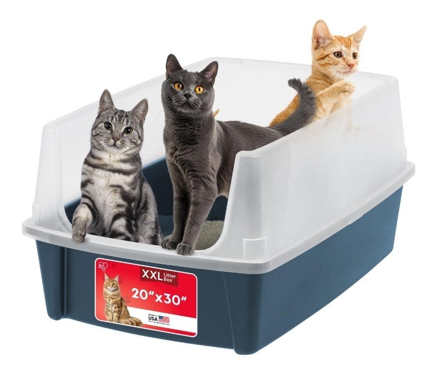 XX-Large Litter Box, High Sided Scatter Shield, 30"L x 20"W x 14"H, Navy
