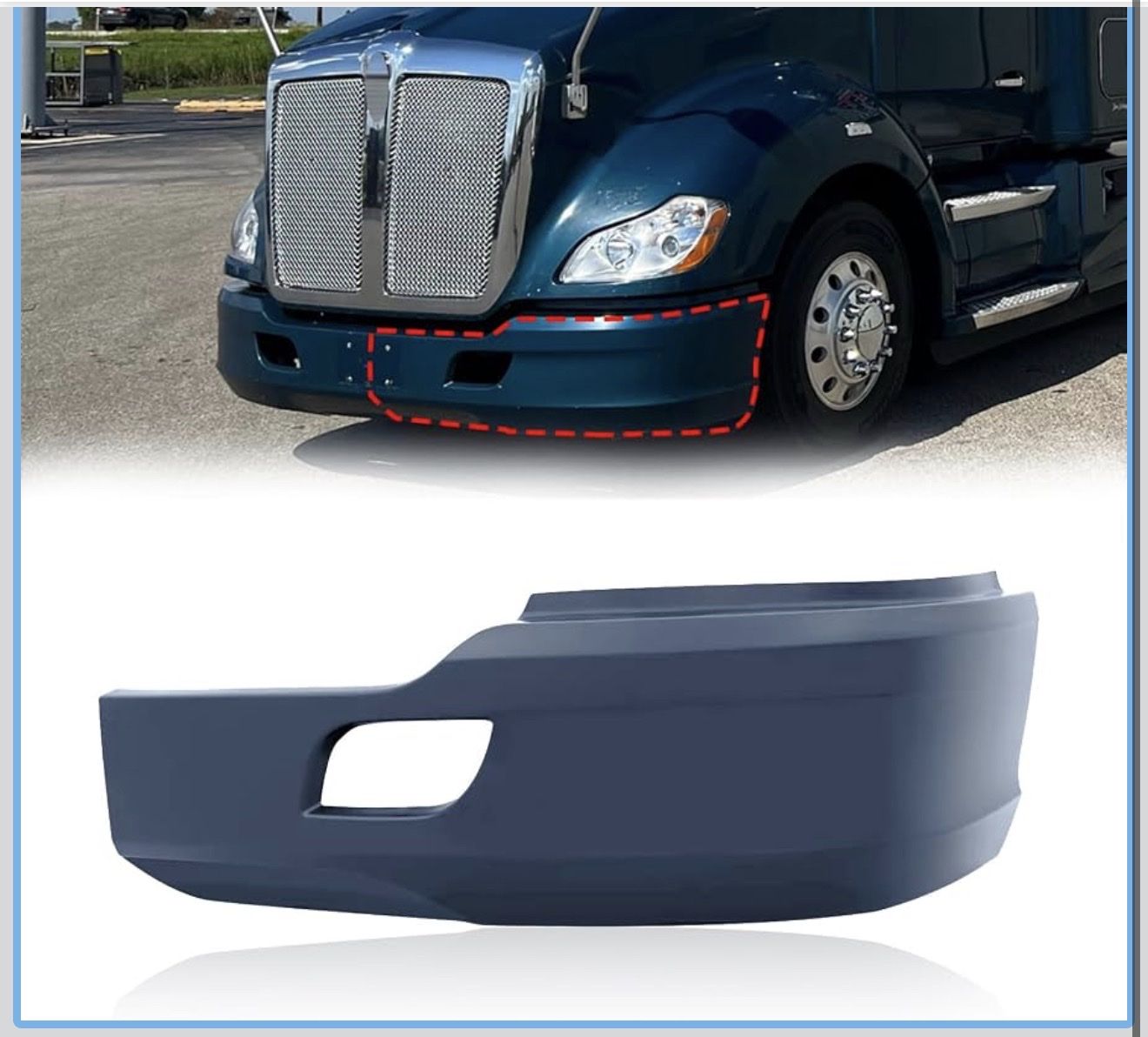 New Front Bumper for Kenworth T680 T880 (2013-2021) Semi-Truck - Unpainted Plastic