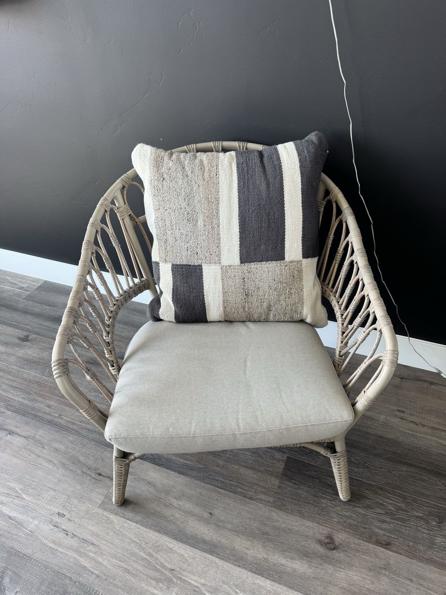 Boho Rattan Woven Accent Chair with Cushion - outdoor / indoor