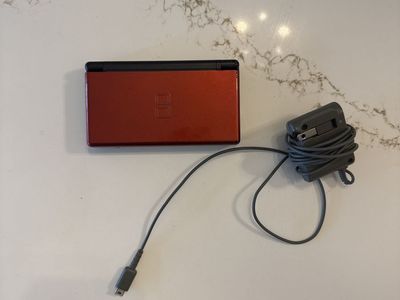 Nintendo DS Lite Handheld Gaming Console Crimson Red Black with Charger