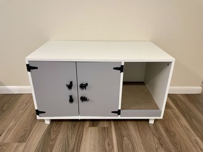 Cat Litter Box Enclosure with Custom Cat Handle Pulls