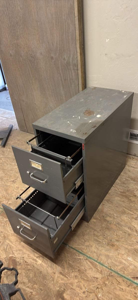 Vintage Metal 2-Drawer Filing Cabinet - Gray, Industrial Style, Sturdy Storage