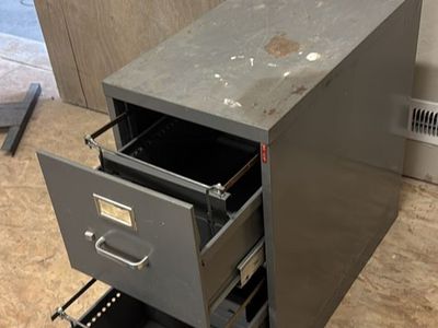 Vintage Metal 2-Drawer Filing Cabinet - Gray, Industrial Style, Sturdy Storage