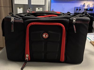 6 Pack Fitness Innovator Meal Prep Cooler Bag - Black/Red with Containers