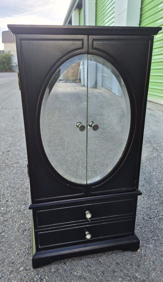 Bombay Vintage Wooden Jewelry Box With Mirrored Doors