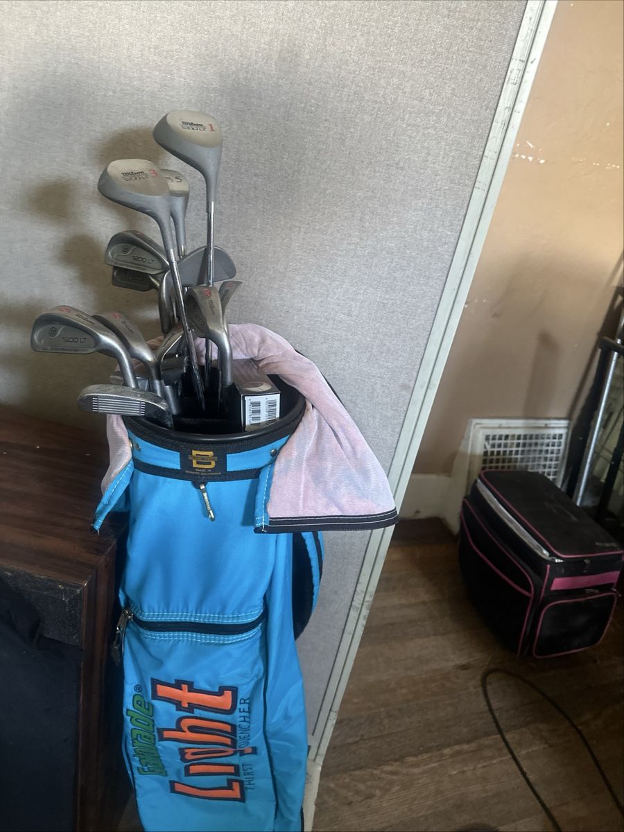Used Wilson 1200 LT Golf Club Set w/ Blue Balade Light Thirst Quencher Bag