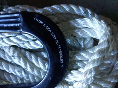New PN159 K CSA Z259.12-16 5000LBS PT Rope with Carabiner, Safety & Work Rope