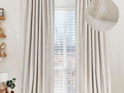 New! 100% Blackout Shield Linen Blackout Curtains for Bedroom 84 Inches Long, Back Tab/Rod Pocket Living Room Drapes, Thermal I