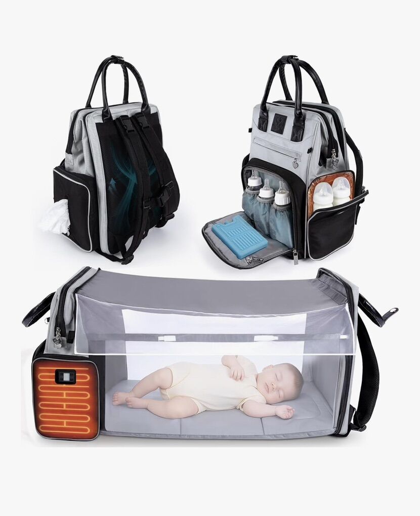 Justbaby Luv Diaper Bag- Heated Bottle- Backpack