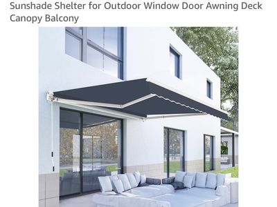10'x8' Patio Manual Retractable Awning Blue