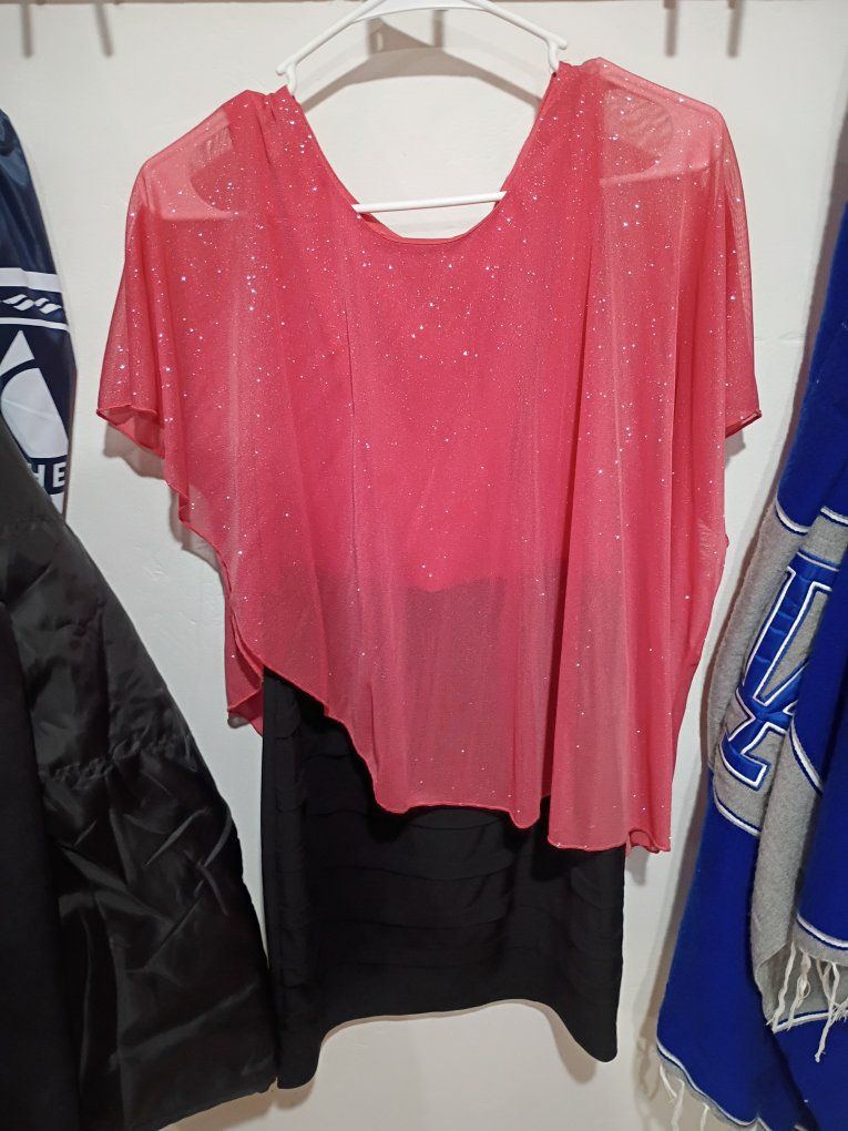 Enfocus Studio Women's Size 8 Shimmering Pink & Black Knee-Length Dress