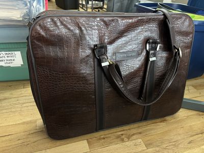 Vintage Pierre Cardin Brown Faux Crocodile Garment Bag Luggage