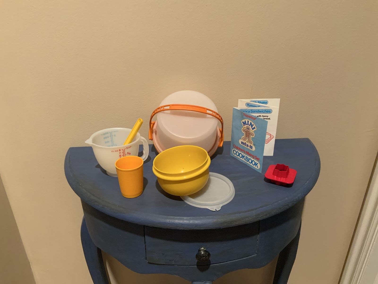 Vintage Tupperware Mini Mix-It Children's Baking Set with Cookbook & Accessories