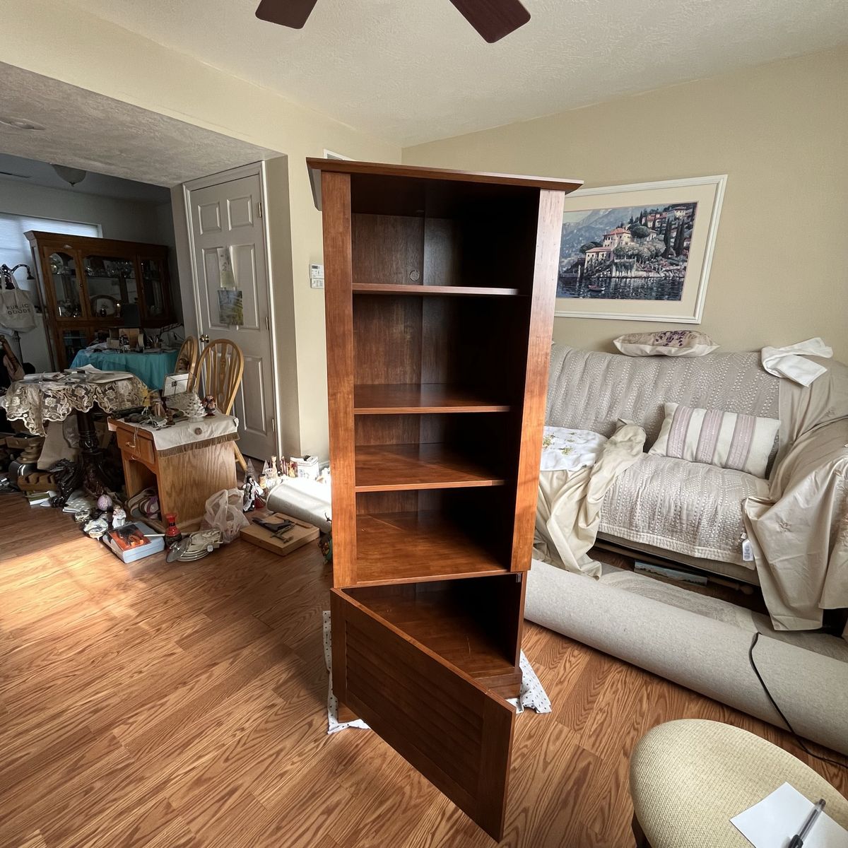 Wooden Bookcase With Bottom Cabinet
