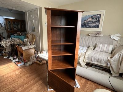 Wooden Bookcase With Bottom Cabinet