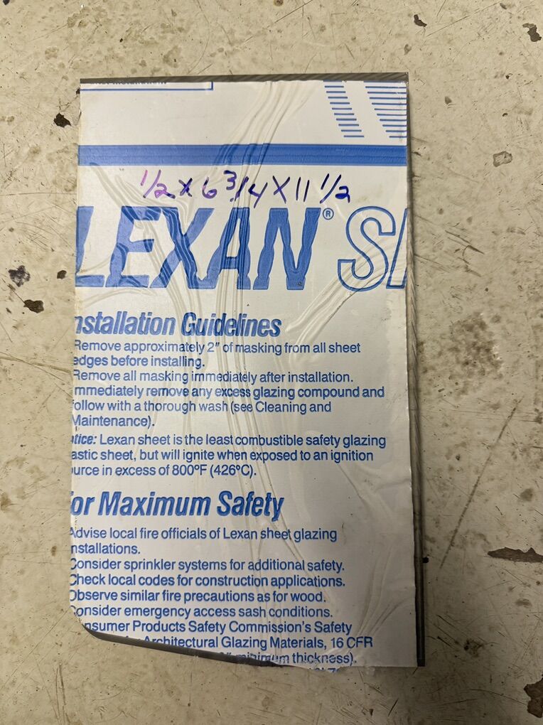 LEXAN SHEET 1/2 INCH, OR PLASTIC SHEET, OR POLYCARBONATE SHEET