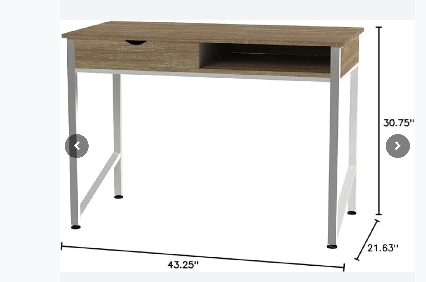 New in box 43" Studio Office Desk with Single Drawer Storage, White