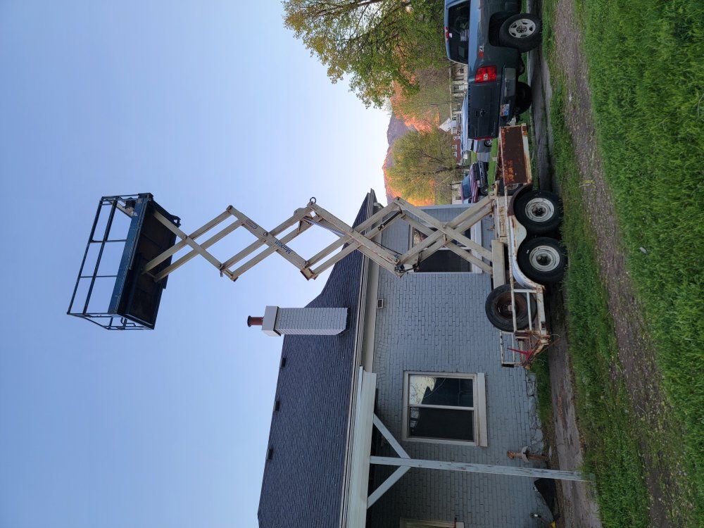 scissor lift and trailer