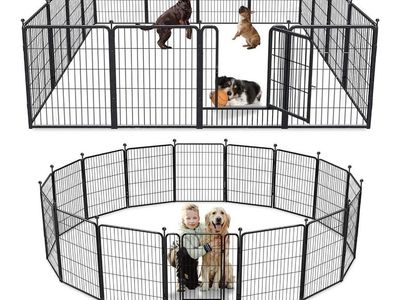 Dog Playpen 32" 16-Panel Indoor/Outdoor Heavy Duty Metal Pet Fence for Small/Medium Dogs