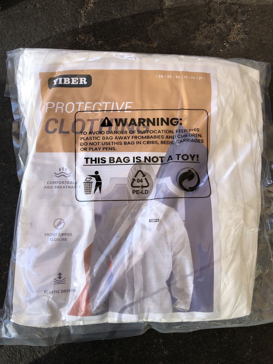YIBER Protective Coverall Disposable Suits - Comfortable, Breathable, Front Zipper Closure