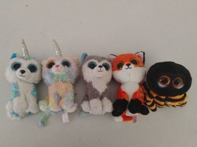 Ty Beanie Boos Plush Set - 2 Unicorns, Husky, Fox, Spider - Assorted 6-inch Stuffed Animals
