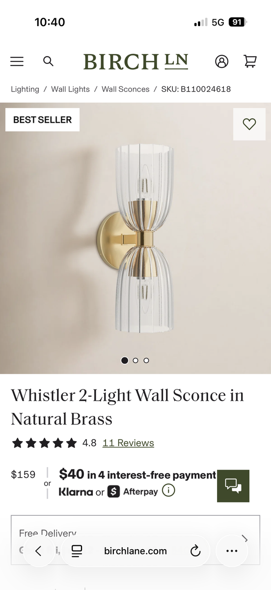 Brand new unboxed sconce for sale