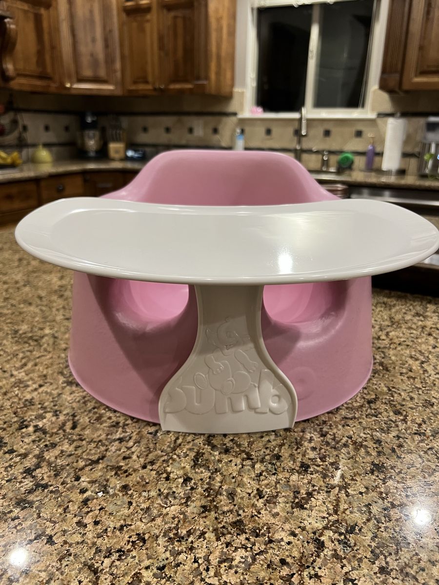 Bumbo Floor Seat with Tray - Pink Baby Support Seat, Gently Used