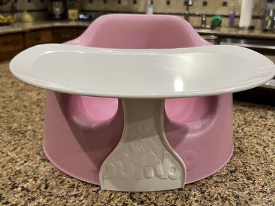 Bumbo Floor Seat with Tray - Pink Baby Support Seat, Gently Used