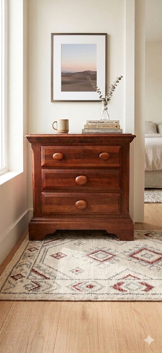Solid Wood 2-Drawer Nightstand / End Table