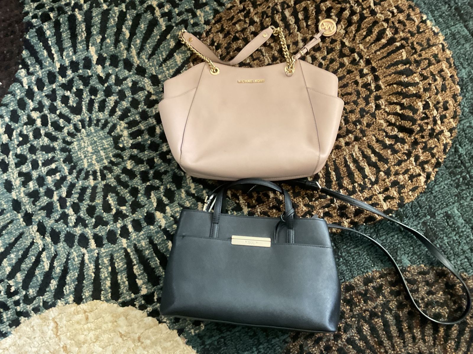 Michael Kors Blush Pink Leather Shoulder Bag & Black Satchel Lot