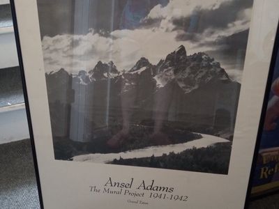 Ansel Adams Grand Teton "The Mural Project 1941-1942" Framed Print Black & White Landscape