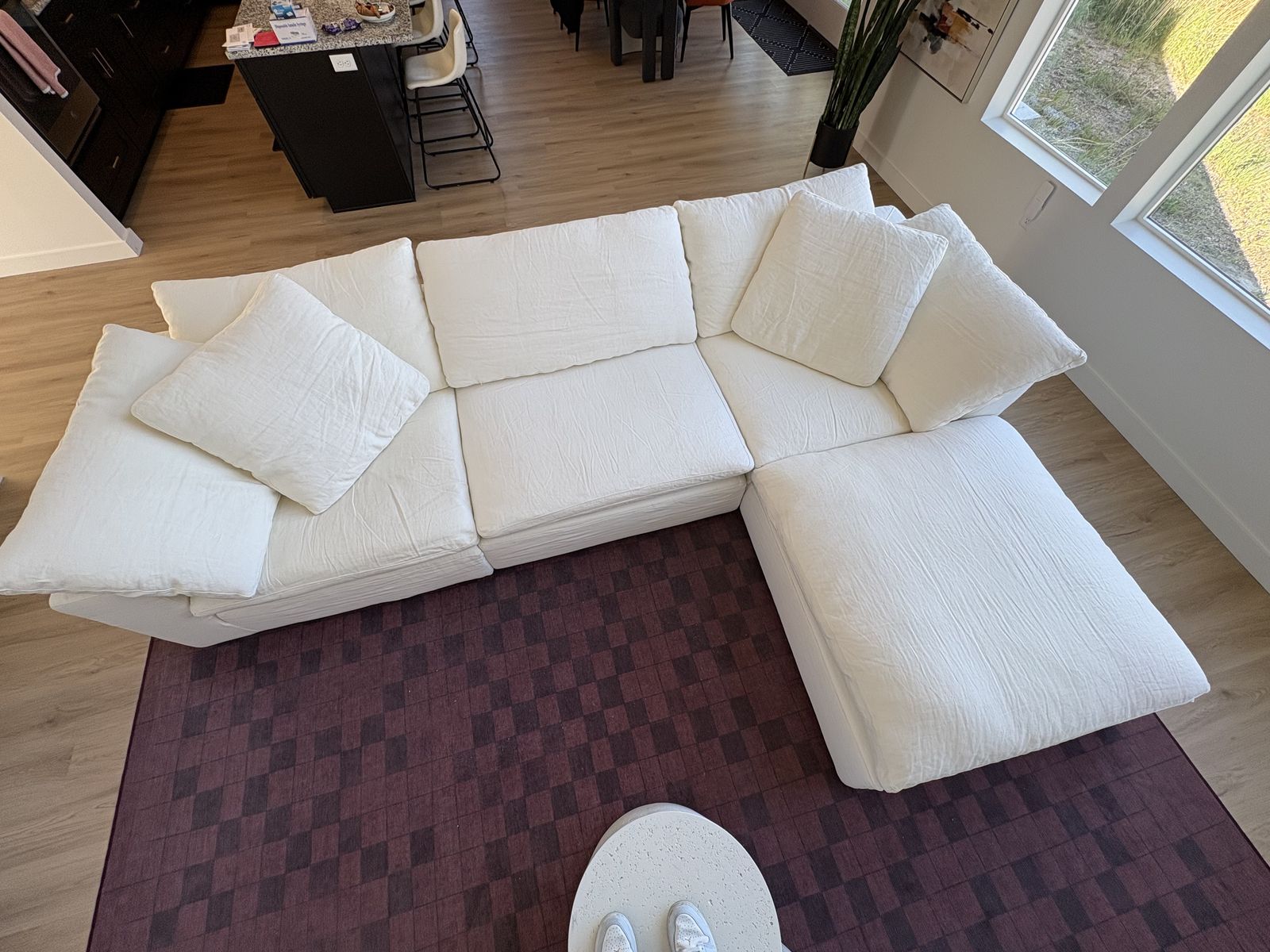 RH cloud couch-luxe depth-Belgian flax linen-white