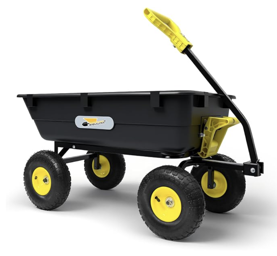 NEW Garden Dump Cart, 5 Cu.Ft. Heavy-Duty Utility Wagon All Terrain Tires, 180° Rotating Handle