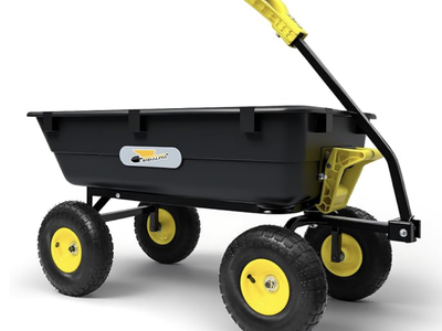 NEW Garden Dump Cart, 5 Cu.Ft. Heavy-Duty Utility Wagon All Terrain Tires, 180° Rotating Handle