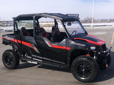 2018 Polaris General 4 1000 EPS UTV Side-by-Side - Black/Red, lots of extras including Polaris snowplow