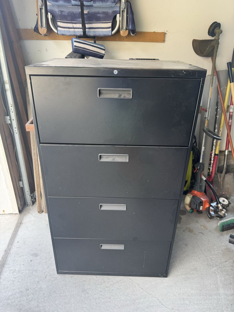 Black Metal 4-Drawer Vertical Filing Cabinet