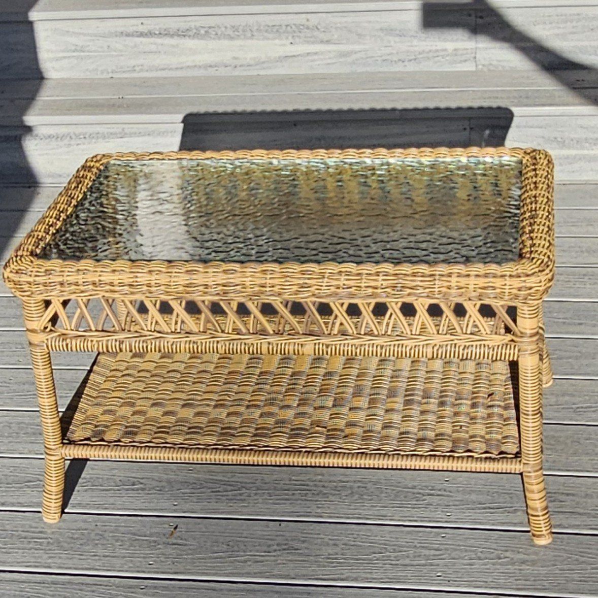 wicker and glass table