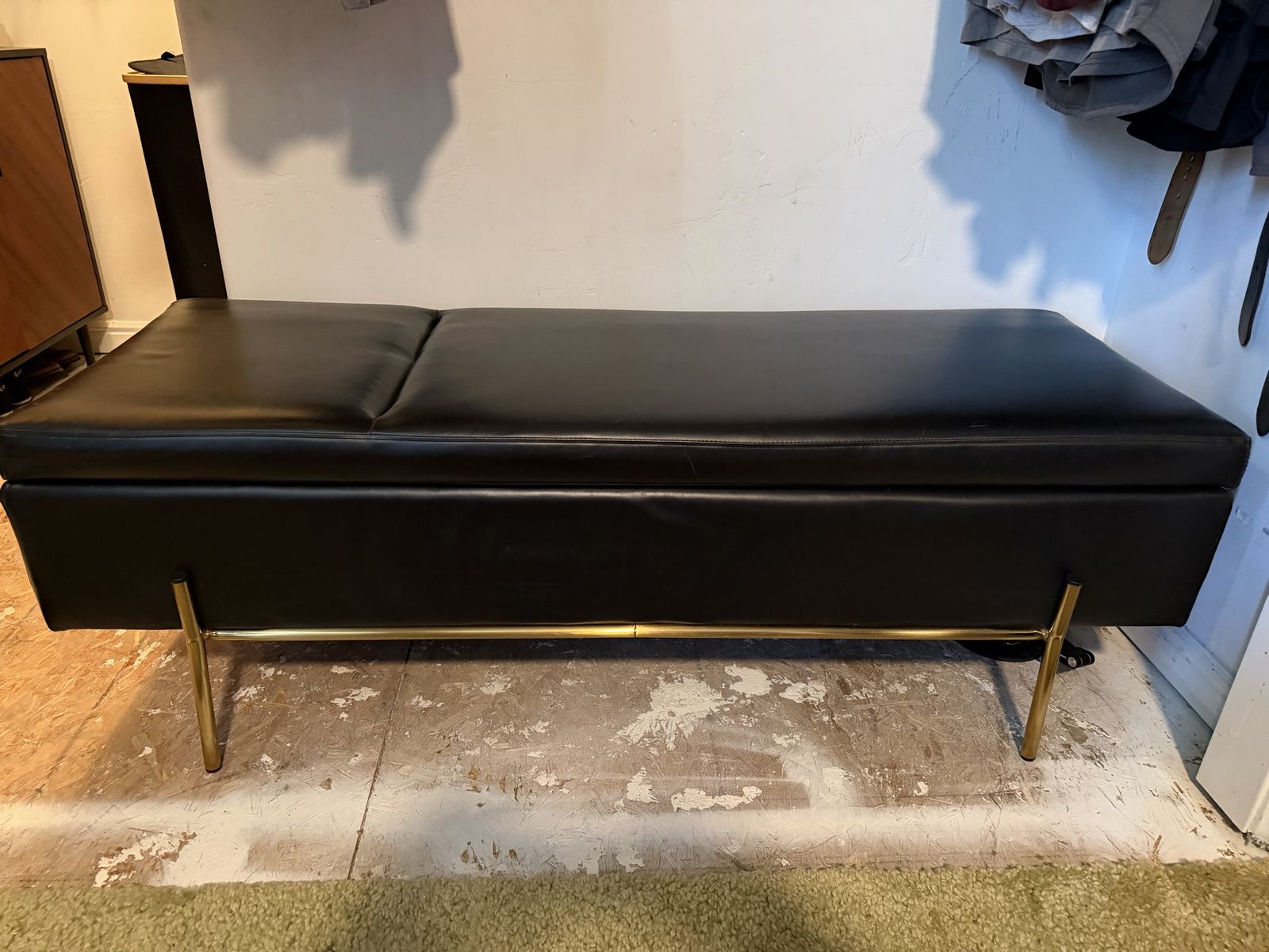 Black Faux leather modern bench