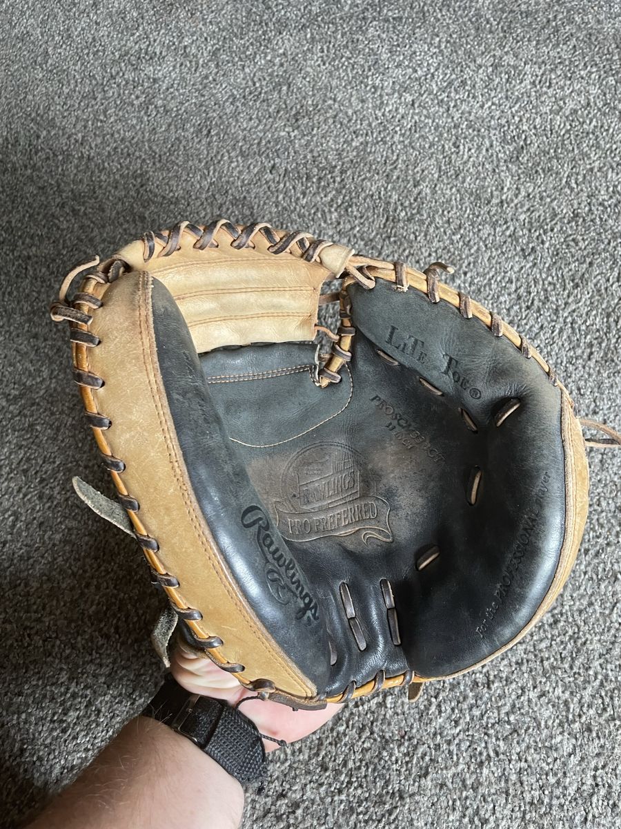 RH 33” Rawlings Pro Preferred "Lite Toe" Baseball Catcher's Mitt Black/Tan - Used