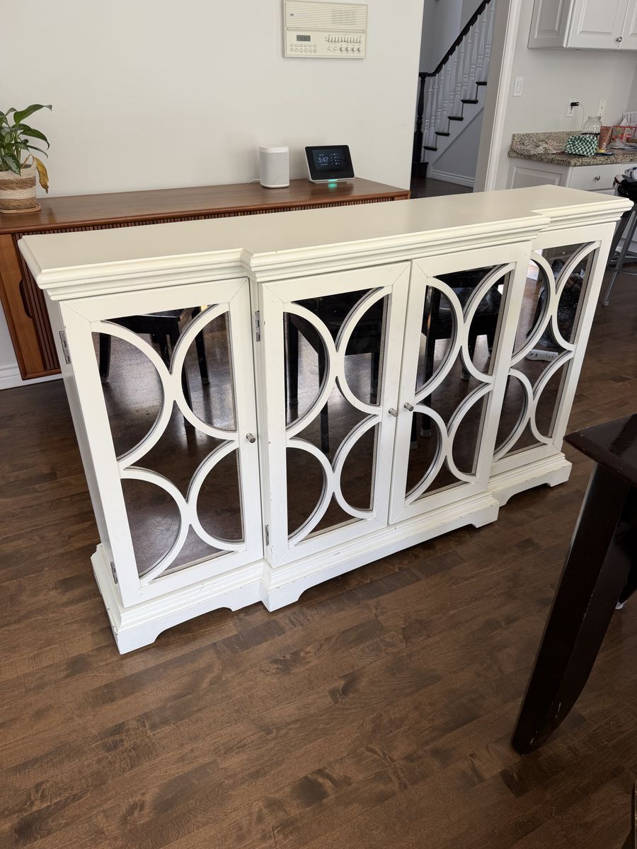 Ivory mirrored credenza sideboard