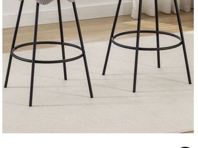 Modern Round Counter Height Bar Stools Set Of 2 Sherpa Upholstered