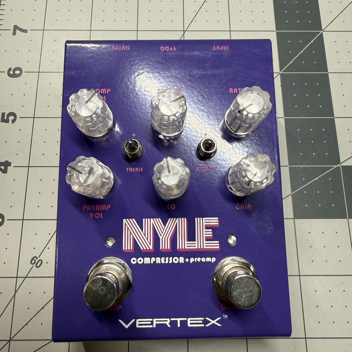 Vertex NYLE Compressor + Preamp Guitar Pedal - Purple with Original Box and Manual