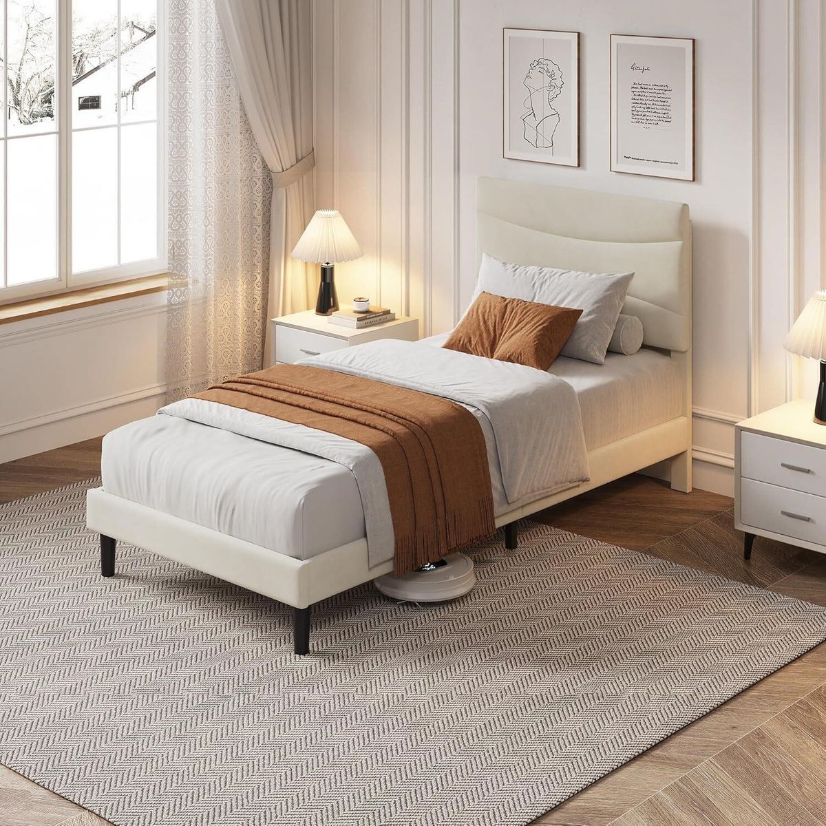 Garvee Twin XL Bed Frame with Headboard
